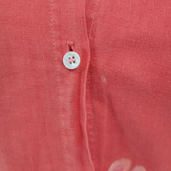 Liz and Jane Vintage Linen Artsy Long Sleeve Button Down Top Blouse XL - Picture 4 of 16